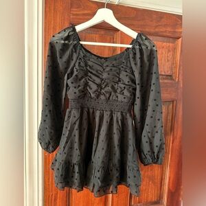 Zunie from Nordstrom Black Sheer Polka Dot Dress